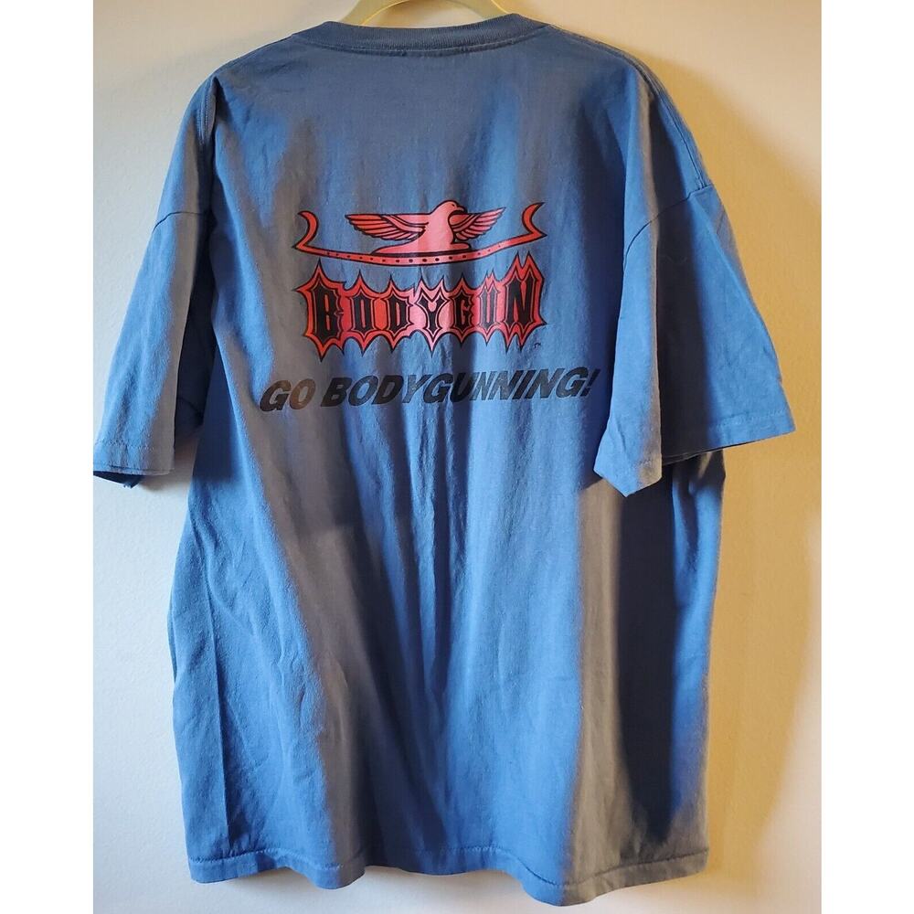 Vintage Single Stitch T Shirt XL Oneita Label Body Gun Graphic Surf Tattoo